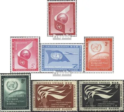 Produktbild von Briefmarken UNO - New York 1957 Mi 59-61,62-63,64-65 (kompl.Ausg.) gestempelt Sondermarken