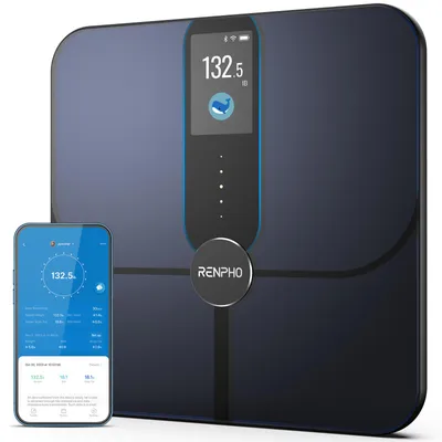 Produktbild von Renpho Elis Nova, Elektronische Personenwaage, 180 kg, Dunkelblau, Rechteck, Acrylnitril-Butadien-Styrol (ABS), Gehärtetes Glas, Akku