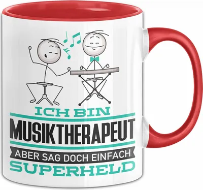 Produktbild von Musiktherapeut Geschenk Tasse Ich Bin Musiktherapeut Aber Sag Doch Einfach Superheld Lustige Geschenkdiee für Musiktherapeut Kaffee-Becher (Rot)