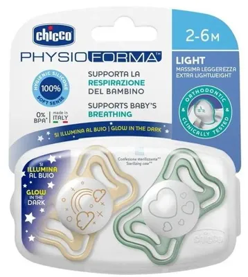 Immagine prodotto di CHICCO Succhietto Physio Light succhietto notturno in silicone 2-6m, 2 pz