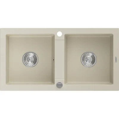 Zdjęcie produktu dla Mexen Mario zlewozmywak granitowy 2-komorowy 820 x 436 mm, beżowy, syfon chrom - 6504822000-69