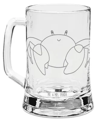 Produktbild von Mr. & Mrs. Panda Krug Sternzeichen Krebs - Transparent - Geschenk, Glas Bierkrug, Krabbe, Mit Gravur, Glaskrug, Geburtstag Juni, Tierkreiszeichen, Meerestier, Humpen