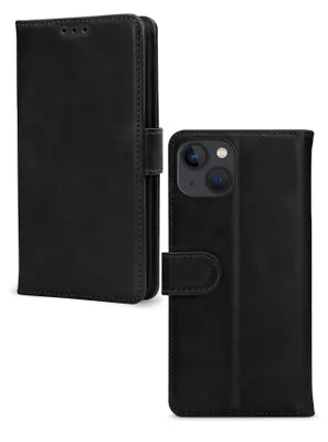 Produktbild von Mobilize Wallet iPhone 13 Hülle Echtes Leder Klapphülle Geldbörse - Schwarz