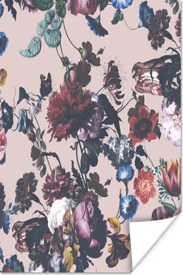 Produktbild von MuchoWow® Poster Blumen - Muster - Vintage 120x180 cm - Kunstposter