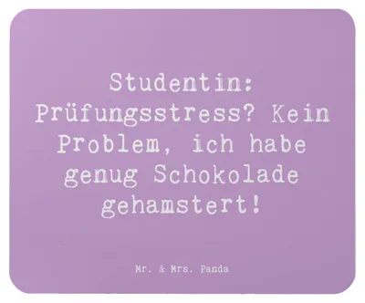Produktbild von Mr. & Mrs. Panda Mauspad Spruch Studentin Schokoladenliebe - Lavendeltraum - Geschenk, Geschenke mit Herz, Prüfungszeit, Geschenkideen, Handgemacht, kreative, computer