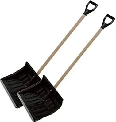 Produktbild von 2x Schneeschieber Eckig HolzstiSchneeschaufel Schwarz 45cm x35cm Kante Aluprofil