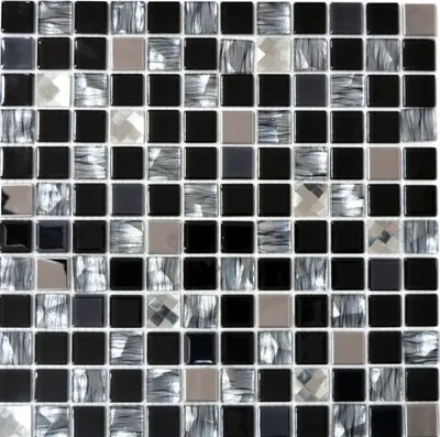 Produktbild von Mosani MOS63-CM-426, Mosaik, Glas, Metall, Schwarz, Indoor, Rechteck, 300 mm