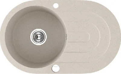 Produktbild von BADLAND Spülbecken Granitspüle Einzelbecken Dafne 47x78 Beige mit langer Ablaufplatte | Siphon im SET!