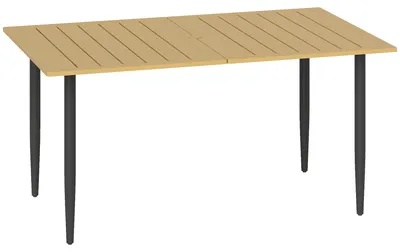 Produktbild von Gartentisch 150x90cm, Wetterfest Balkontisch aus Stahl, Balkontisch mit Schirmloch Braun
