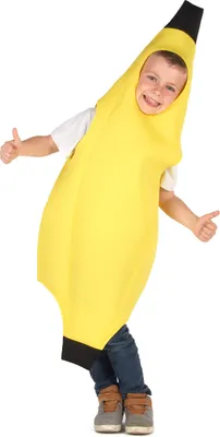A child wearing a banana costume.