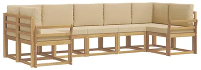 Produktbild von vidaXL Outdoor-Sofagarnitur mit Kissen 7 pcs Weiß und Beige