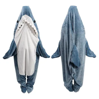 Produktbild von Minicee Hoodie Decke Hai mit Ärmeln Fleecedecke Gr. L bis 190 cm