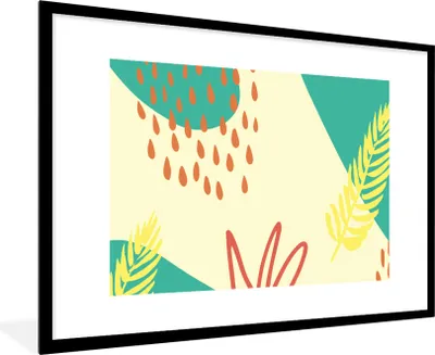 Produktbild von MuchoWow® Gerahmtes Poster Sommer - Blätter - Pastell 90x60 cm - Poster mit Schwarzem Bilderrahmen Wandposter Rahmen Foto Bilder - Wanddekoration - Fotos
