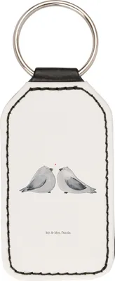 Produktbild von Mr. & Mrs. Panda schlüssel anhänger Turteltauben Liebe - Weiß - Geschenk, Schlüsselanhänger Mit Spruch, kunstleder, schlüsselbund, glücklich, Freund, Pärchen, Paar