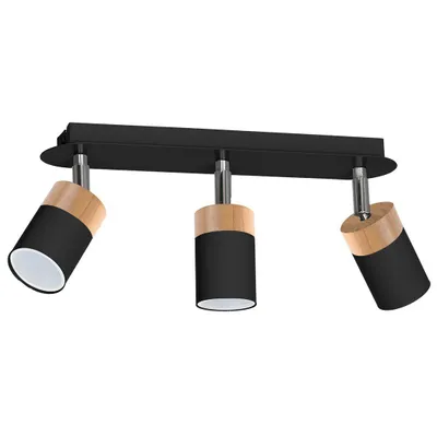 Zdjęcie produktu dla Spot JOKER czarno-brązowy 3xGU10x40W drewno wym:13x45x20cm IP20 Milagro