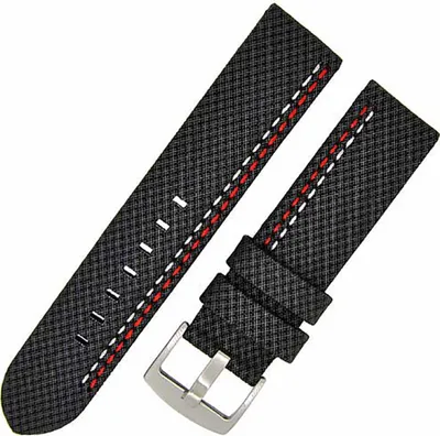 Produktbild von Uhrenarmband RAUTEN-619 schwarz 22mm KUNSTLEDER Textiloptik
