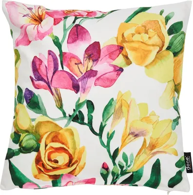 Produktbild von done.® Beidseitig bedruckte Kissenhülle aus weichem Samtstoff 65x65cm, Freesia, 100% Polyester