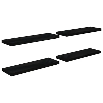 Obrázek produktu pro vidaXL Závěsné police 4 ks. Černá s vysokým leskem 80x23,5x3,8 cm MDF