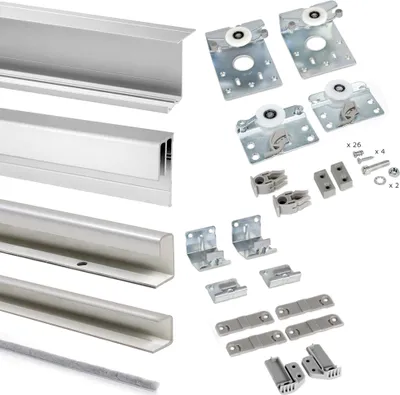 Produktbild von Emuca Schiebesystem Für Schrank 2 Türen Hängend Neco Mit Styl Profilen Silber Silber One Size