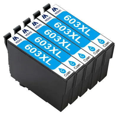 Produktbild von 5x 603XL Cyan Druckerpatronen für Epson 603XL XP2100 2105 3100 3105 4100 WF2820 2830 2840 DWF