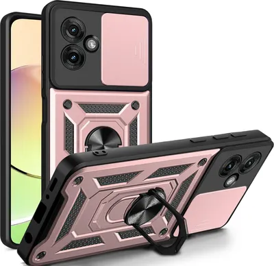Produktbild von Outdoor Panzer Hülle für Motorola Moto G55 Handyhülle mit Kameraschutz Ringhalter in Rosegold
