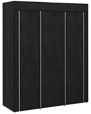 Obrázek produktu pro Šatní skříň s dvěma tyčemi a 8 policemi | Barva: Černá | Rozměry: 125 x 43 x 162,5 cm