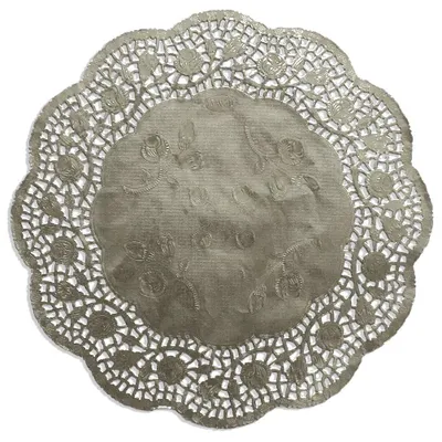 Tortenunterlage Spitzenpapier rund, silber, Ø 26,7 cm, 100 Stück