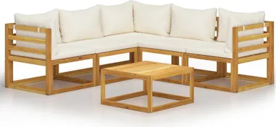 Produktbild von vidaXL 6-tlg. Garten-Lounge-Set mit Auflagen Creme Massivholz Akazie