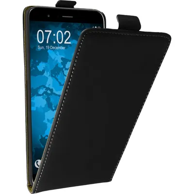 Produktbild von PhoneNatic Kunst-Lederhülle kompatibel mit Huawei Honor 8 Pro - Flip-Case schwarz + 2 Schutzfolien