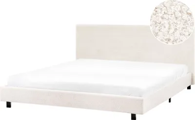 Produktbild von BELIANI Wasserbett Cremeweiß Bouclé Stoffbezug mit Matratze 180x200 cm Heizung und Zubehör Hohes Kopfteil Modern Schlafzimmer Doppelbett Polsterbett