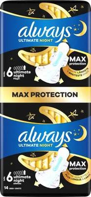 Produktbild von always Ultra-Binden Ultimate Night Extra Lang 6 mit Flügeln, 14 St