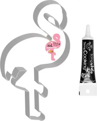 Produktbild von Ausstechform XXL Flamingo + Icing schwarzen Stift