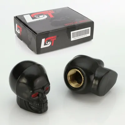 Produktbild von 2X Ventilkappe Reifenventil Ventil Kappe Totenkopf Schwarz Für Pkw Lkw Motorrad