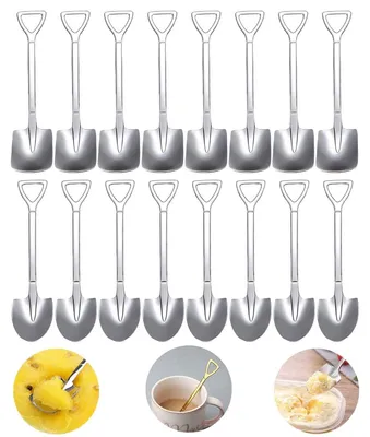 Edelstahl Kaffeelöffel Set, 16 Stück, 2 Größen, Schaufelform