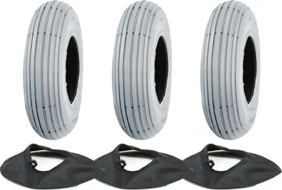 Obrázok produktu pre 200x50 Mobility Scooter Pneumatika a duša Grey P191 Pneumatika bez označenia Pumped (sada 3)