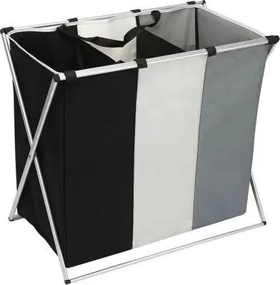 Zdjęcie produktu dla Kosz na pranie, na bieliznę, organizer, 3 komory, wolnostojący, tekstylny, 118 L