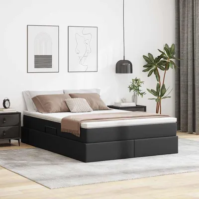 Image de Maison Exclusive - Lit coffre avec matelas noir 140 x 200 cm en similicuir