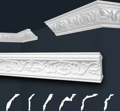 Produktbild von Marbet Deckenleisten weiß Sparpaket aus Styropor EPS - Stuckleisten gemustert, im traditionellen Design - (2 Meter B-06) Styroporleiste Winkelleiste Wandleiste