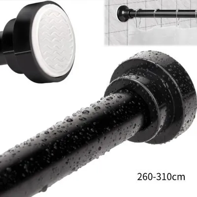 Produktbild von Universal Teleskopstange Edelstahl Ohne Bohren Duschvorhangstange, Schwarz, 260-310cm
