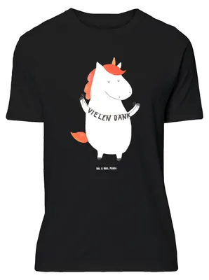 Produktbild von Mr. & Mrs. Panda Tshirt Einhorn Dankeschön - Schwarz - Geschenk, Lustiges T-Shirt, Shirt, Danke, Unicorn, Danksagung, Oversize, Vielen Dank, Große Größen, Einhörner