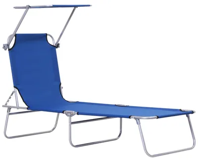 Produktbild von Outsunny Sonnenliege mit Dach klappbar Gartenliege mit verstellbar Rückenlehne