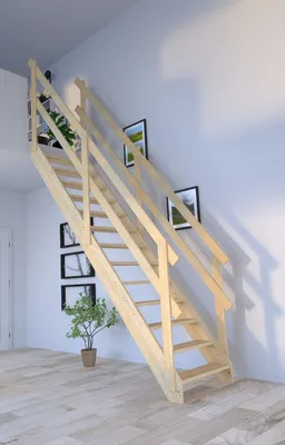 Produktbild von Holztreppe Korfu gerade-Holzgeländer-beidseitig-ohne Setzstufen
