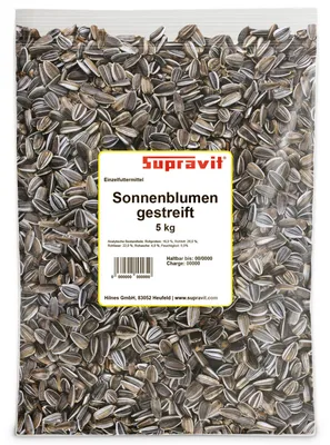 Produktbild von Supravit Sonnenblumenkerne gestreift 5 kg | Premium Vogelfutter für Gartenvögel | energiereiches Wildvogelfutter für Ganzjahresfütterung