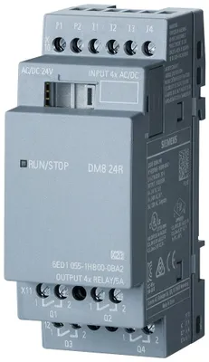 Produktbild von Siemens LOGO! DM8 24R Erw.-Mod. 2TE, 4DE/4DA, Digital, Eingang/Ausgang:, 8 Kanäle, Relaiskanal, 4 Kanäle, 4 Kanäle