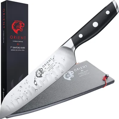 Produktbild von Santokumesser Orient, Carbon Series, aus deutschem X50 Ultra+ Edelstahl, Schwarz