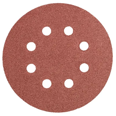 Imagen del producto de Discos abrasivos autoadhesivos de 125 mm, grano P100, paquete de 5 unidades, con 8 orificios