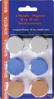 Zdjęcie produktu dla RHEITA 1030-9 Magnet Edelstahl - Ø 30 mm, 6 Stück, kratzfest, sortiert