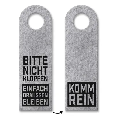 Produktbild von Bitte nicht klopfen, einfach draußen bleiben oder Komm rein Türhänger in Grau