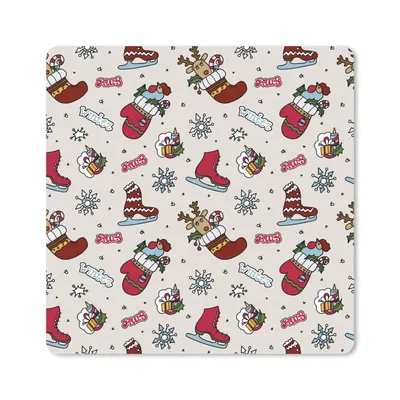 Produktbild von MuchoWow® Mauspad Mousepad Weihnachten - Schlittschuh - Weihnachtsgeschenk - Schnittmuster 30x30 cm - Mousepads - Maus Mat - Pad - Mausunterlage - Gaming