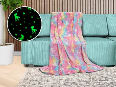 Immagine prodotto di Coperta luminosa in microflanella HORSE AND STARS 150x200 cm rosa